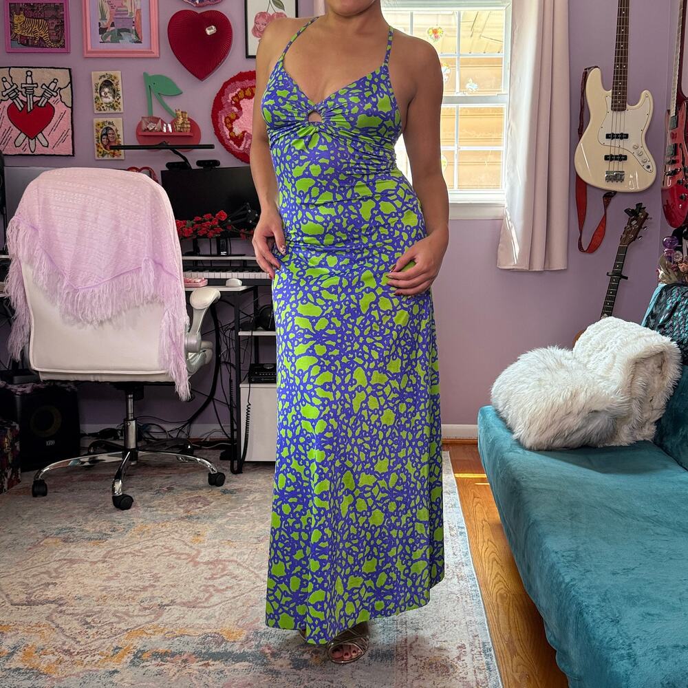 Vintage 90s funky retro print maxi dress